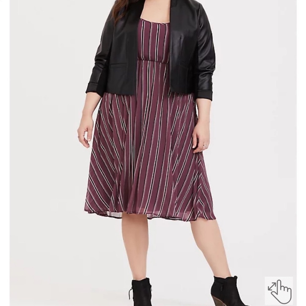 Plum dress with stripe detail